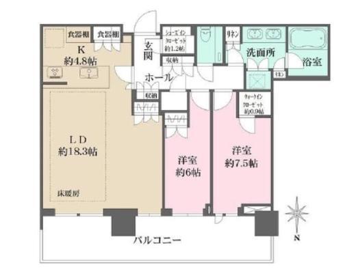 HARUMI FLAG SKYDUO SUN VILLAGE (晴海フラッグ スカイデュオ サンヴィレッジ)　5010号室　間取り