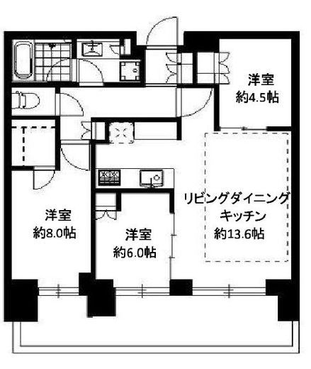 HARUMI FLAG SKYDUO SUN VILLAGE (晴海フラッグ スカイデュオ サンヴィレッジ)　511号室　間取り
