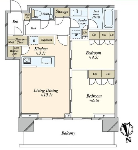 HARUMI FLAG SKYDUO SUN VILLAGE (晴海フラッグ スカイデュオ サンヴィレッジ)　515号室　間取り