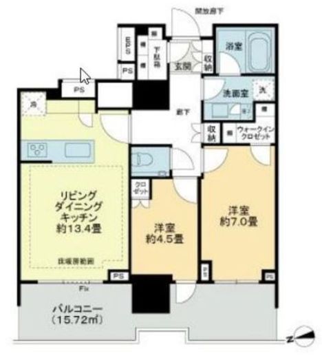 HARUMI FLAG SKYDUO SUN VILLAGE (晴海フラッグ スカイデュオ サンヴィレッジ)　702号室　間取り