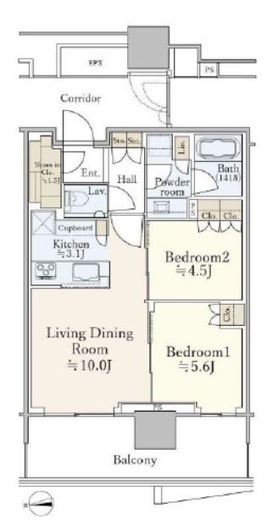 HARUMI FLAG SKYDUO SUN VILLAGE (晴海フラッグ スカイデュオ サンヴィレッジ)　803号室　間取り