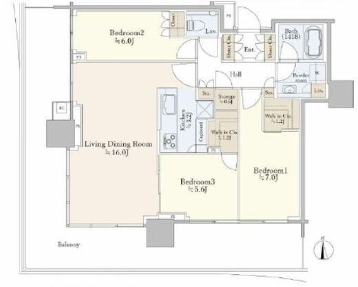HARUMI FLAG SKYDUO SUN VILLAGE (晴海フラッグ スカイデュオ サンヴィレッジ)　1106号室　間取り