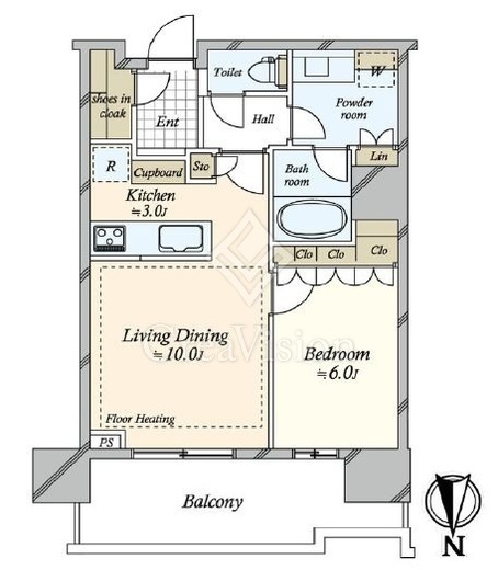 HARUMI FLAG SUN VILLAGE T棟 (晴海フラッグ サンヴィレッジ T棟)　816号室　間取り