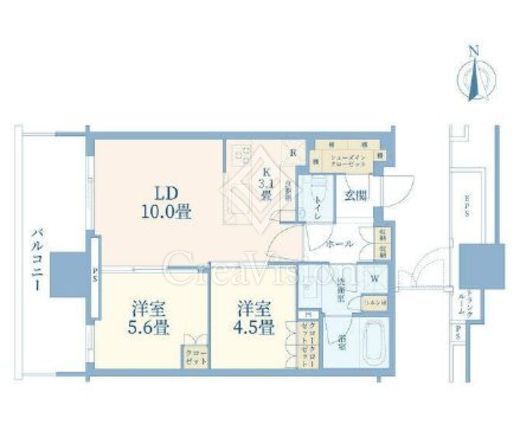 HARUMI FLAG SUN VILLAGE T棟 (晴海フラッグ サンヴィレッジ T棟)　2603号室　間取り