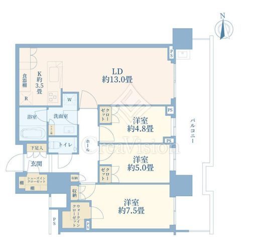 HARUMI FLAG SUN VILLAGE T棟 (晴海フラッグ サンヴィレッジ T棟)　4409号室　間取り