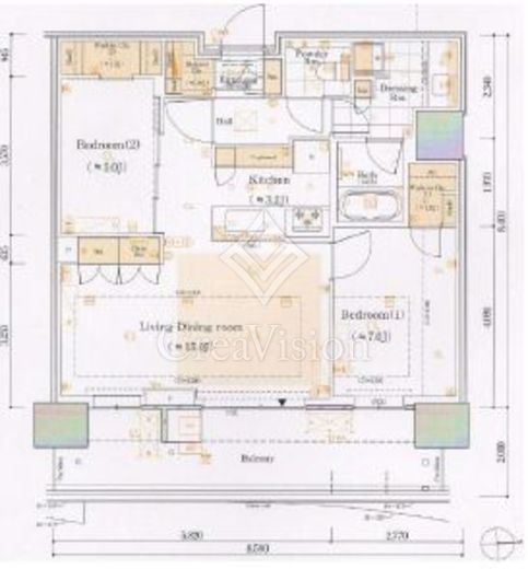 HARUMI FLAG SUN VILLAGE T棟 (晴海フラッグ サンヴィレッジ T棟)　4011号室　間取り