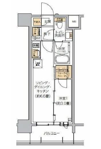 リビオメゾン芝浦　1102号室　間取り