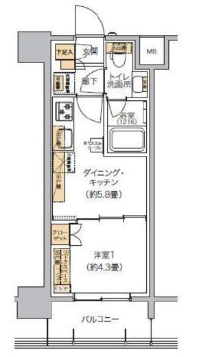 リビオメゾン芝浦　1104号室　間取り