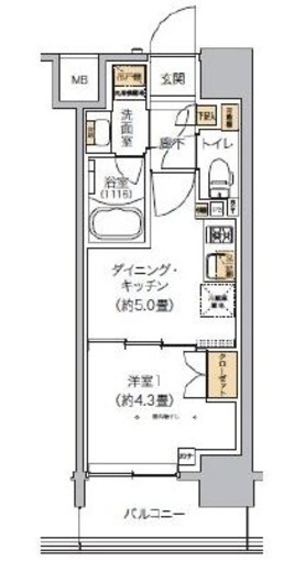 リビオメゾン芝浦　1205号室　間取り