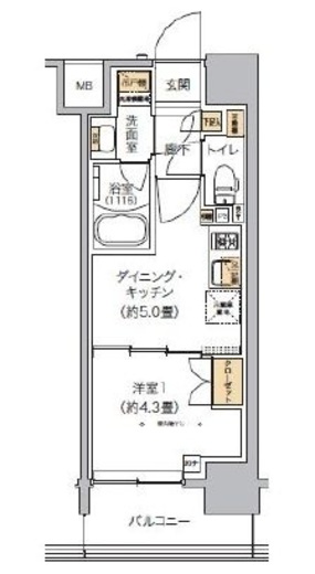 リビオメゾン芝浦　403号室　間取り