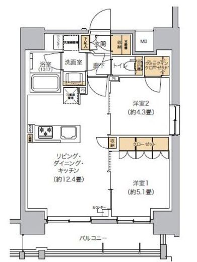 リビオメゾン芝浦　607号室　間取り