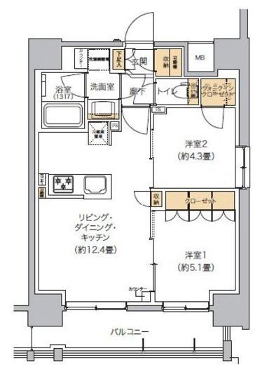 リビオメゾン芝浦　707号室　間取り