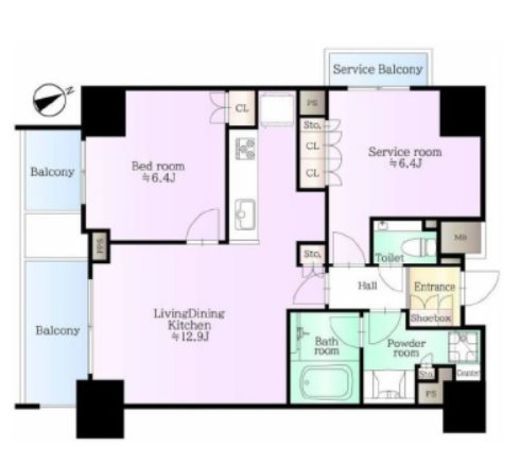 グランスイート麻布六本木　1301号室　間取り
