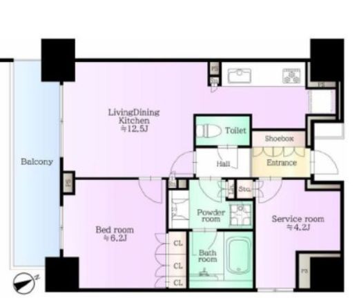 グランスイート麻布六本木　1302号室　間取り