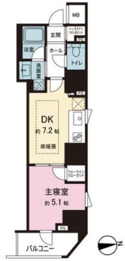 サンウッドフラッツ新宿四谷三丁目　1102号室　間取り