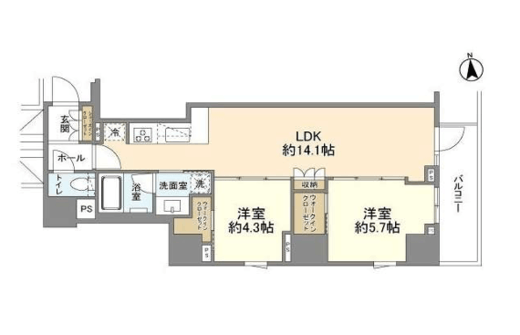 サンウッドフラッツ新宿四谷三丁目　201号室　間取り