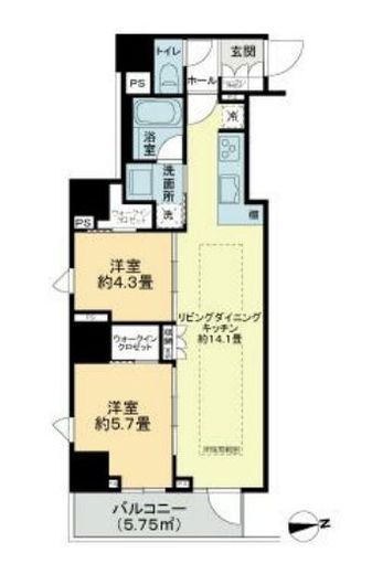 サンウッドフラッツ新宿四谷三丁目　801号室　間取り