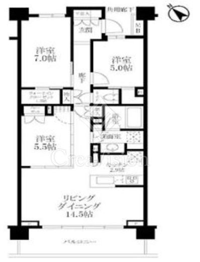 パークホームズ代々木西原　5F1号室　間取り