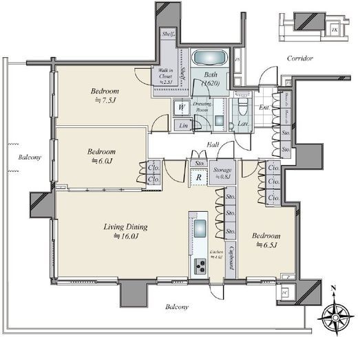 HARUMI FLAG SKYDUO PARK VILLAGE (晴海フラッグ スカイデュオ パークヴィレッジ)　1005号室　間取り
