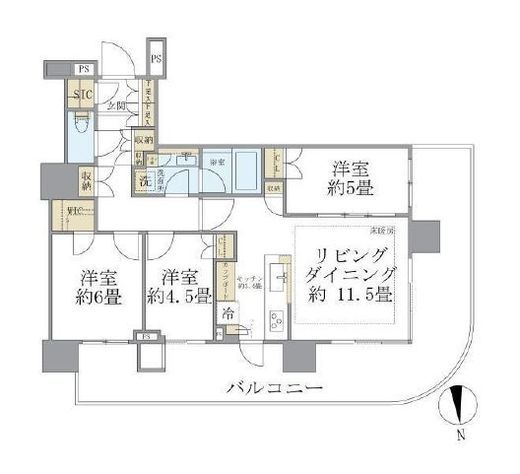 HARUMI FLAG SKYDUO PARK VILLAGE (晴海フラッグ スカイデュオ パークヴィレッジ)　1201号室　間取り