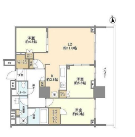 HARUMI FLAG SKYDUO PARK VILLAGE (晴海フラッグ スカイデュオ パークヴィレッジ)　2411号室　間取り