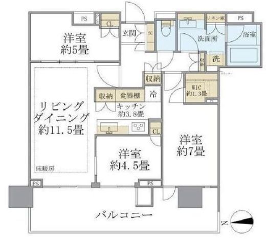 HARUMI FLAG SKYDUO PARK VILLAGE (晴海フラッグ スカイデュオ パークヴィレッジ)　2603号室　間取り