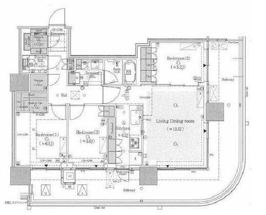 HARUMI FLAG SKYDUO PARK VILLAGE (晴海フラッグ スカイデュオ パークヴィレッジ)　3001号室　間取り