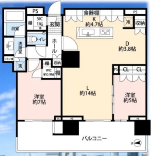 HARUMI FLAG SKYDUO PARK VILLAGE (晴海フラッグ スカイデュオ パークヴィレッジ)　3002号室　間取り