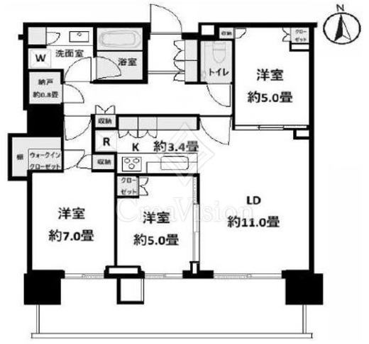 HARUMI FLAG PARK VILLAGE T棟 (晴海フラッグ パークヴィレッジ T棟)　306号室　間取り