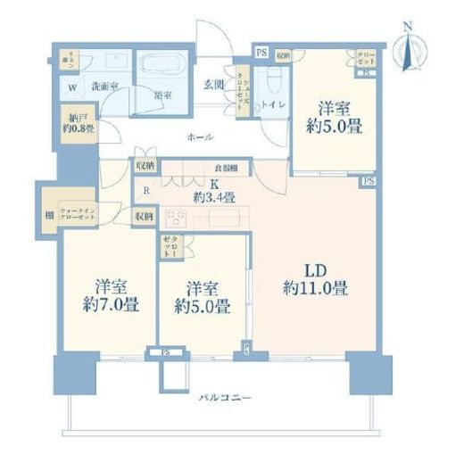 HARUMI FLAG SKYDUO PARK VILLAGE (晴海フラッグ スカイデュオ パークヴィレッジ)　306号室　間取り