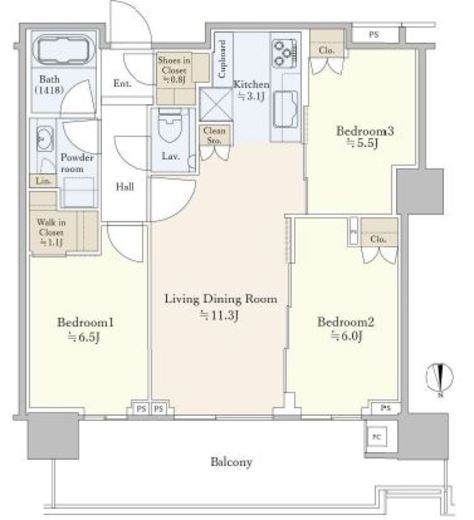 HARUMI FLAG SKYDUO PARK VILLAGE (晴海フラッグ スカイデュオ パークヴィレッジ)　4115号室　間取り