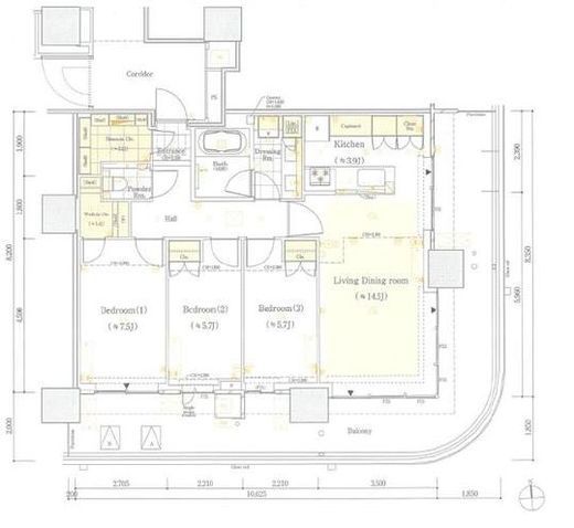HARUMI FLAG SKYDUO PARK VILLAGE (晴海フラッグ スカイデュオ パークヴィレッジ)　4408号室　間取り
