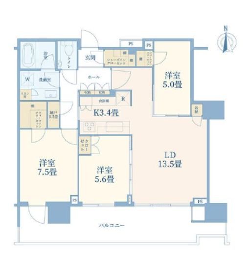 HARUMI FLAG SKYDUO PARK VILLAGE (晴海フラッグ スカイデュオ パークヴィレッジ)　44F1号室　間取り