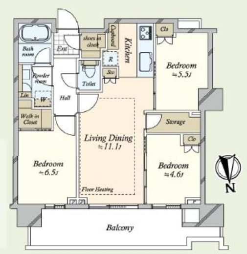 HARUMI FLAG PARK VILLAGE T棟 (晴海フラッグ パークヴィレッジ T棟)　4515号室　間取り