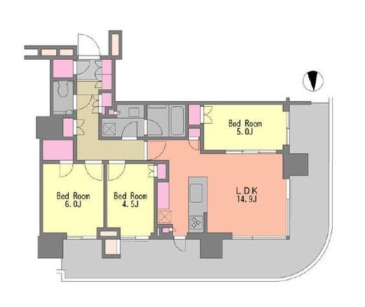 HARUMI FLAG PARK VILLAGE T棟 (晴海フラッグ パークヴィレッジ T棟)　301号室　間取り