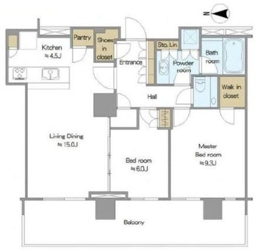 HARUMI FLAG PARK VILLAGE T棟 (晴海フラッグ パークヴィレッジ T棟)　50F1号室　間取り