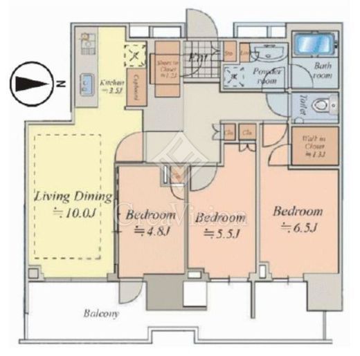 HARUMI FLAG PARK VILLAGE T棟 (晴海フラッグ パークヴィレッジ T棟)　4109号室　間取り