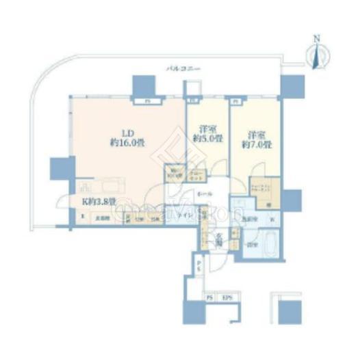 HARUMI FLAG PARK VILLAGE T棟 (晴海フラッグ パークヴィレッジ T棟)　2701号室　間取り