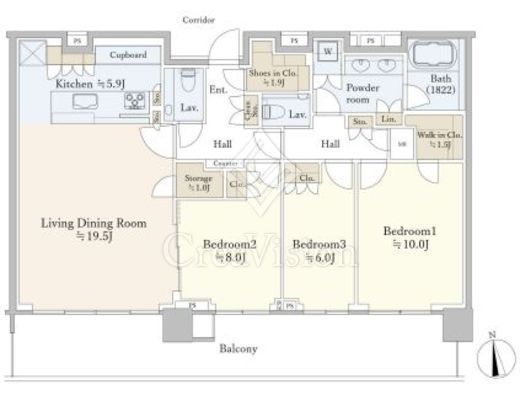 HARUMI FLAG PARK VILLAGE T棟 (晴海フラッグ パークヴィレッジ T棟)　5005号室　間取り