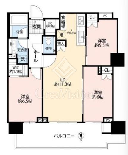 HARUMI FLAG PARK VILLAGE T棟 (晴海フラッグ パークヴィレッジ T棟)　2315号室　間取り