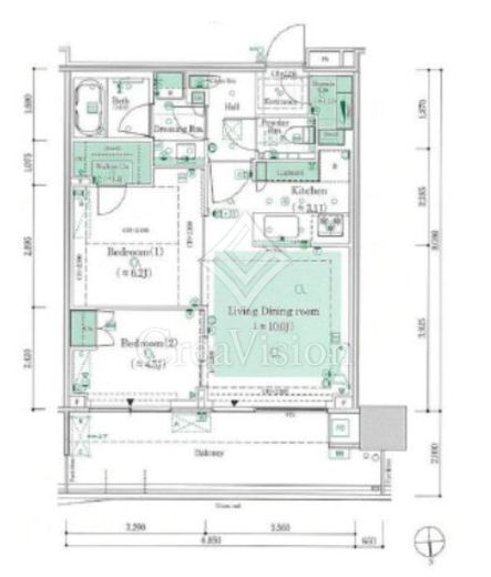 HARUMI FLAG PARK VILLAGE T棟 (晴海フラッグ パークヴィレッジ T棟)　33F2号室　間取り