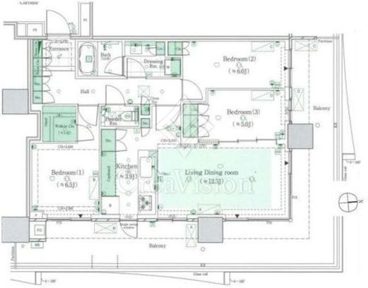 HARUMI FLAG PARK VILLAGE T棟 (晴海フラッグ パークヴィレッジ T棟)　1812号室　間取り