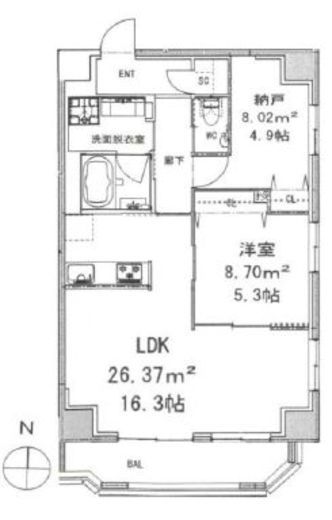 モンテヴェルデ神楽坂弐番館　502号室　間取り