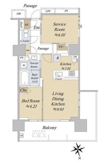 アクシルコート早稲田　10F3号室　間取り