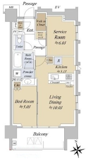 アクシルコート早稲田　1102号室　間取り