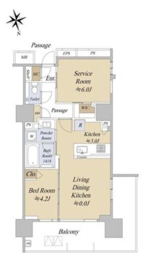アクシルコート早稲田　4F1号室　間取り