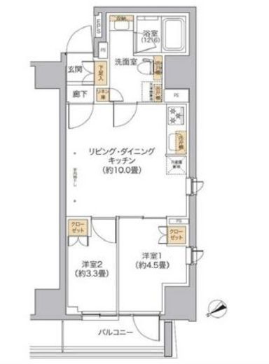 リビオメゾン新宿west　702号室　間取り