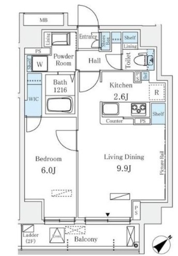Raum麻布十番　202号室　間取り