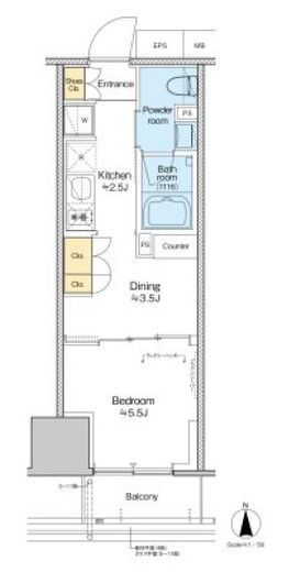 プラウドフラット四谷三丁目　803号室　間取り