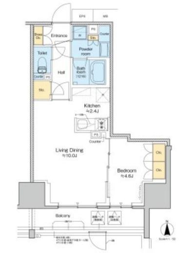 プラウドフラット四谷三丁目　805号室　間取り